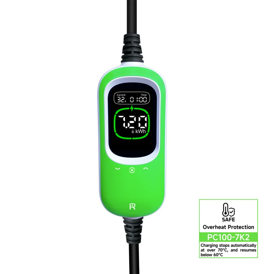 Rheidon elektromos autó állítható otthoni töltő – (3x16A) 7,4kW – 7,5m Type2 kábellel