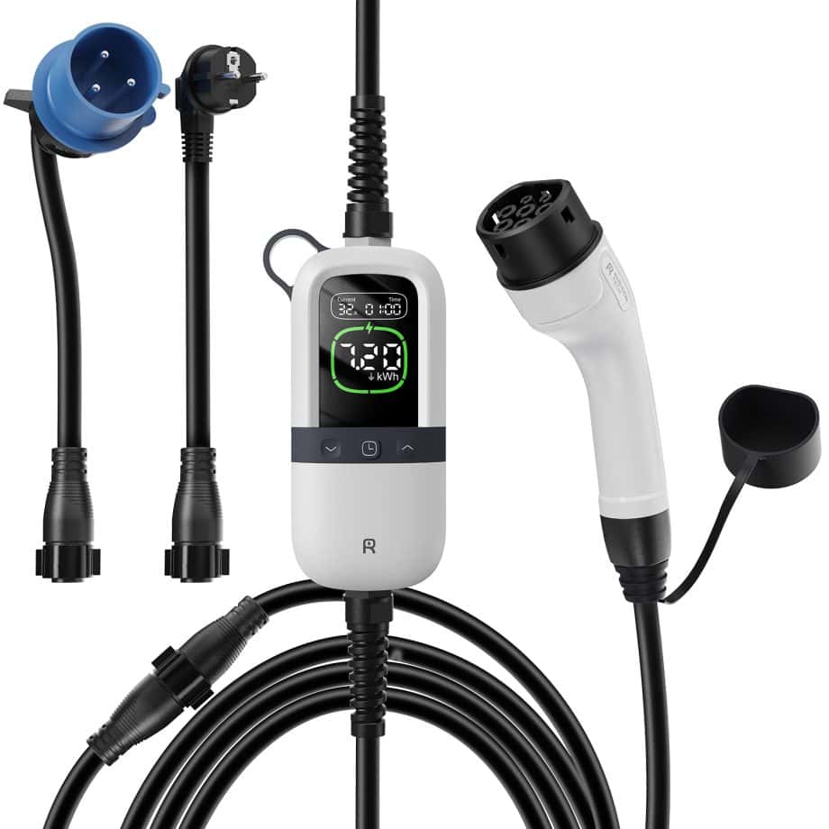 Rheidon elektromos autó állítható otthoni töltő – (1x32A) 7.2kW – 7,5m Type2 kábellel - Image 1